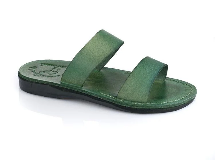 Men's sandals with a flexible sole for easy movementAviv - Leather Wide Strap Sandal | Green