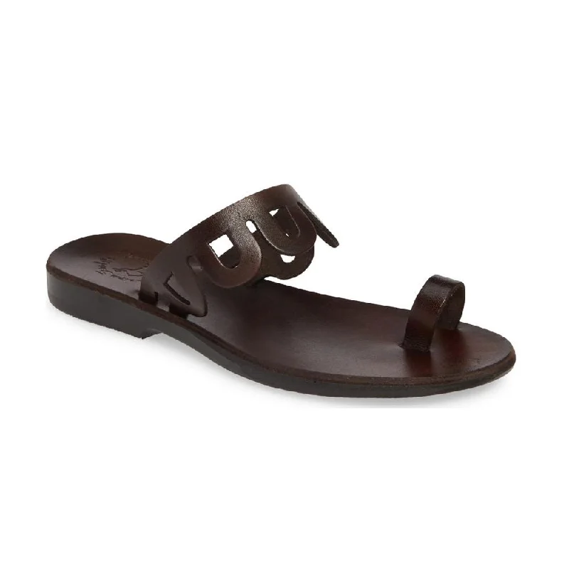 Men's sandals with a cushioned footbedAja - Leather Flat Sandal | Brown