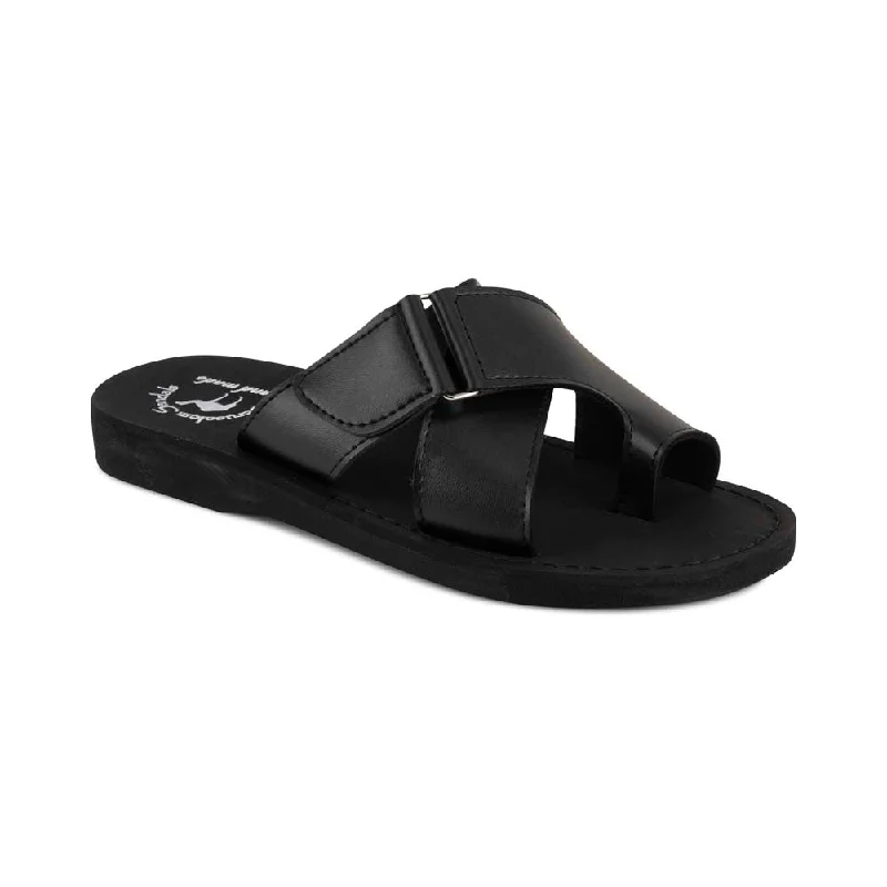 Men's sandals with a rubber sole for tractionAsher Vegan - Leather Alternative Sandal | Black