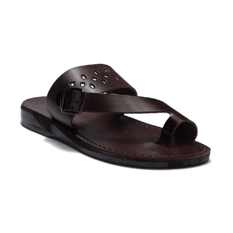 Men's sandals with a padded heelEzra - Leather Cut Out Sandal | Brown