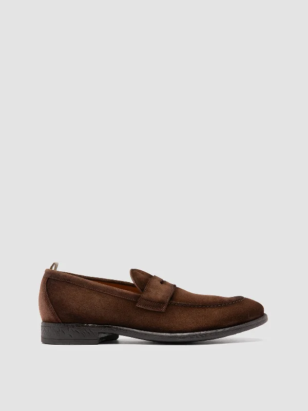 Men's loafers with a perforated leather upper for ventilationEMORY 024 - Brown Suede Loafers