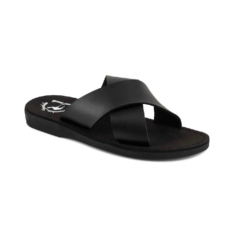 Men's sandals with a rubber sole for tractionElan Vegan - Leather Alternative Sandal | Black