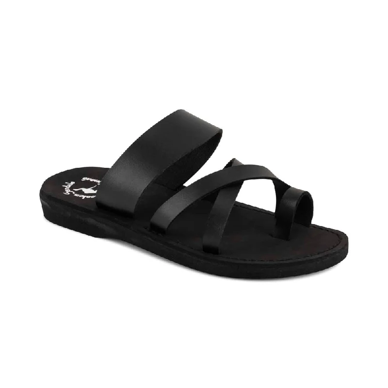 Men's sandals with a perforated leather upper for ventilationThe Good Shepherd  Vegan - Leather Alternative Sandal | Black