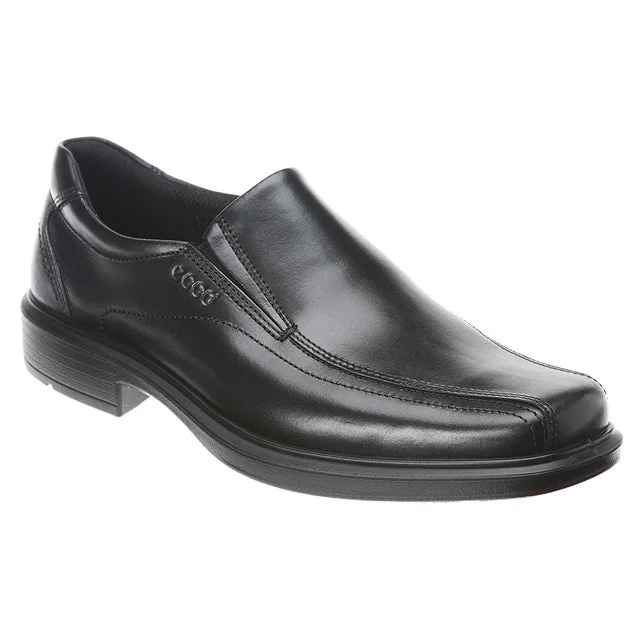 Men's loafers with a flexible sole for easy movementEcco Helsinki Bike Toe Slip-On Black Leather (Men's)