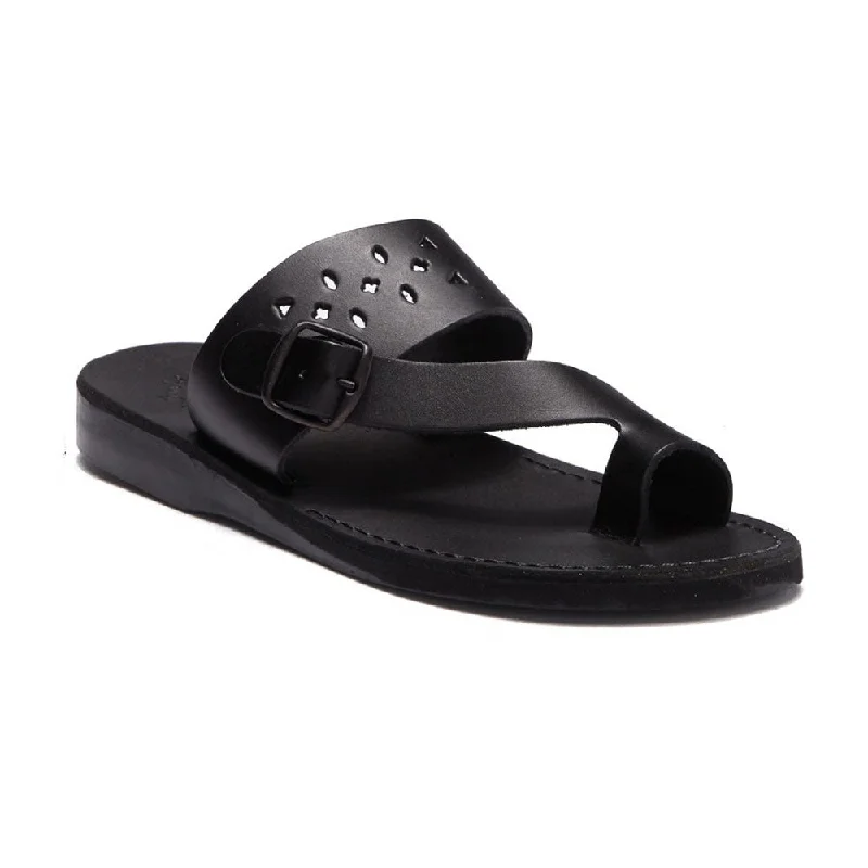 Waterproof men's sandals for water activitiesEzra - Leather Cut Out Sandal | Black