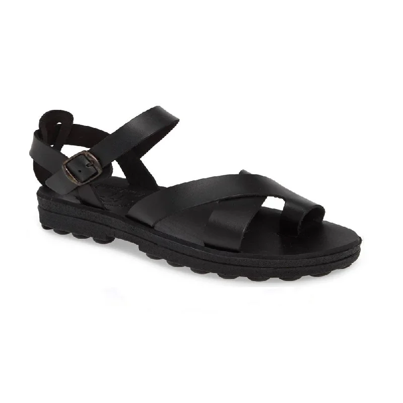 Men's sandals with a wide strap for supportTovah - Molded Crossover Strap Sandal | Black