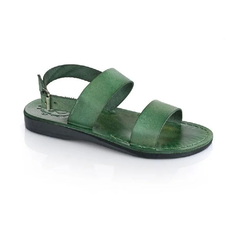 Men's sandals with a shock - absorbing insoleGolan - Leather Slingback Flat Sandal | Green