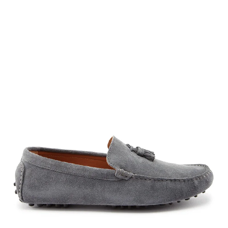 Men's loafers with a decorative buckleTasselled Driving Loafers, slate grey suede