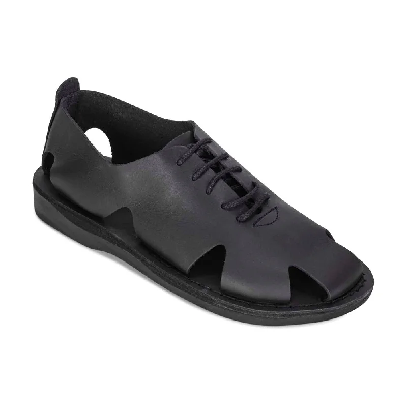 Men's sandals with a pointed toe for a stylish lookRiver - Leather Lace-Up Sandal | Black