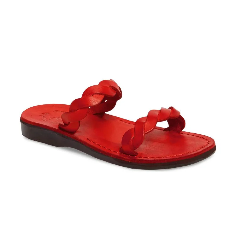 Men's sandals with a rubber sole for tractionJoanna - Leather Braided Strap Sandal | Red