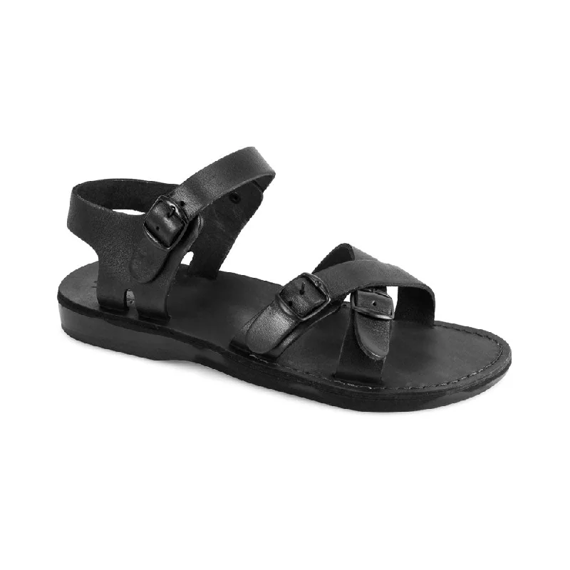 Men's sandals with a rubber sole for tractionJames - Leather Adjustable sandal | Black