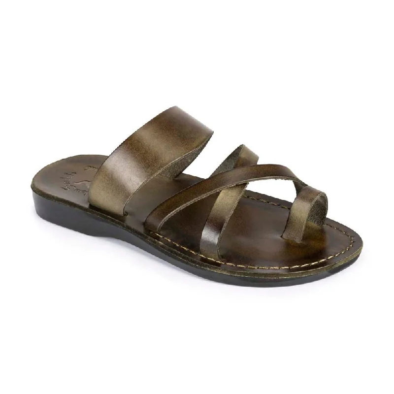 Men's sandals with a buckle closureThe Good Shepherd - Leather Toe Loop Sandal | Olive