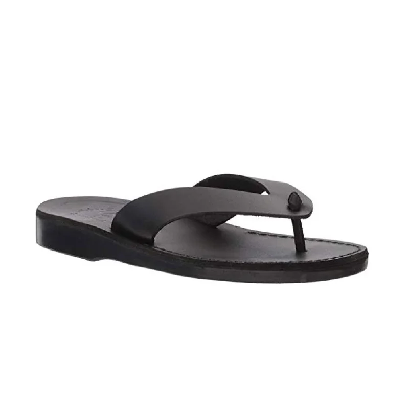 Men's sandals with a toe post designSolomon - Leather Flip Flop Sandal | Black