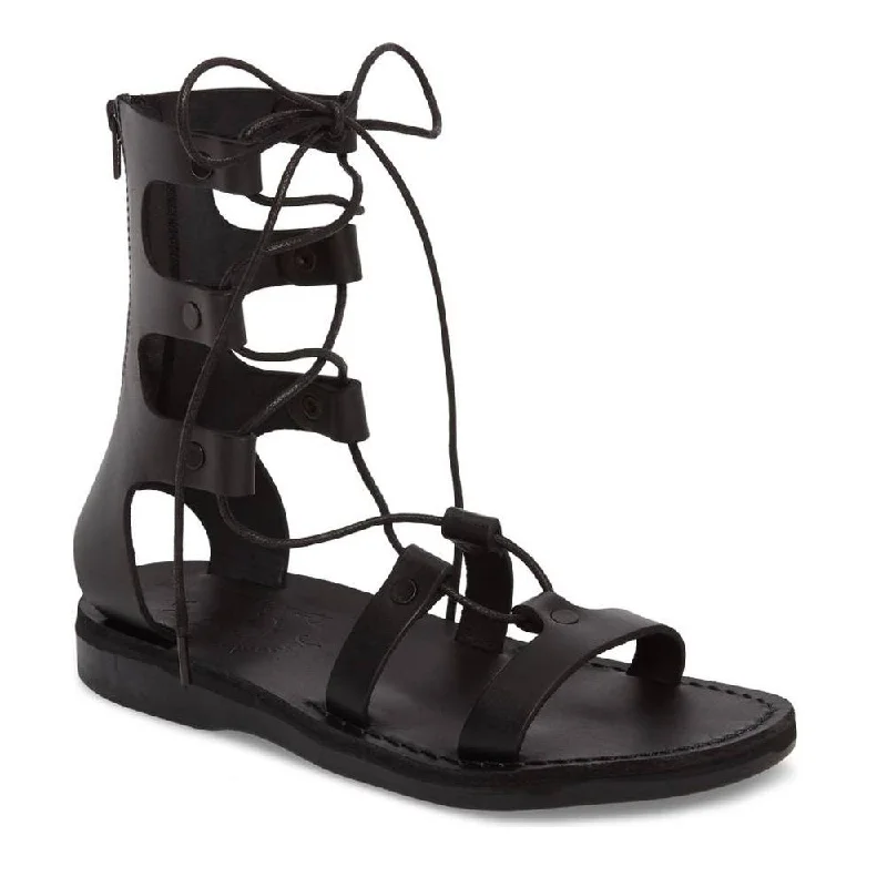 Men's leather sandals with an adjustable strapRebecca - Leather Gladiator Lace Up Sandal | Black