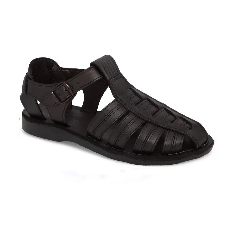 Men's sandals with a flexible sole for easy movementBarak - Leather Closed Toe Sandal | Black