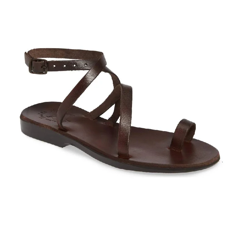 Waterproof men's sandals for water activitiesMara - Leather Thin Ankle Strap Sandal | Brown