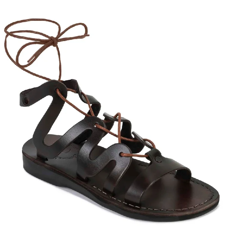 Men's sandals with a perforated leather upper for ventilationEmma - Leather Lace Up Sandal | Brown