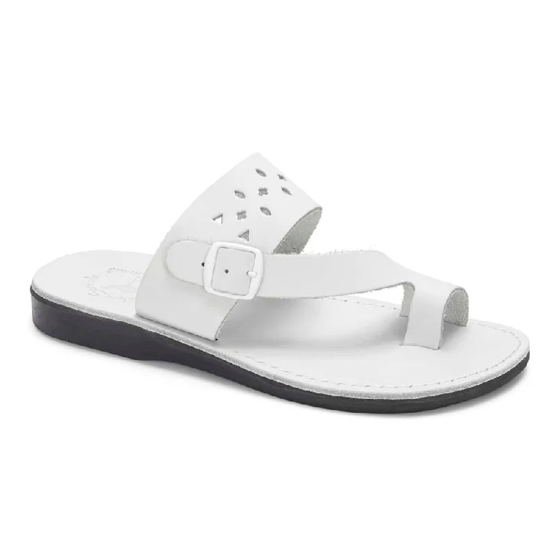 Men's sandals with a buckle closureEzra - Leather Cut Out Sandal | White