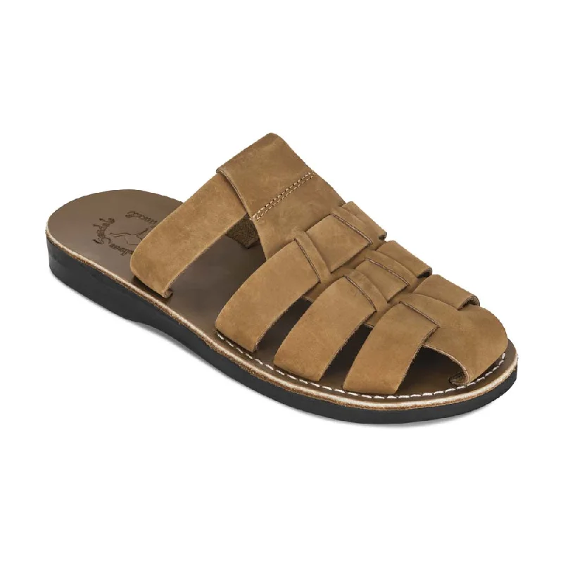 Men's sandals with a flexible sole for easy movementMichael Slide - Leather Pacific Slide Sandal | Tan Nubuck