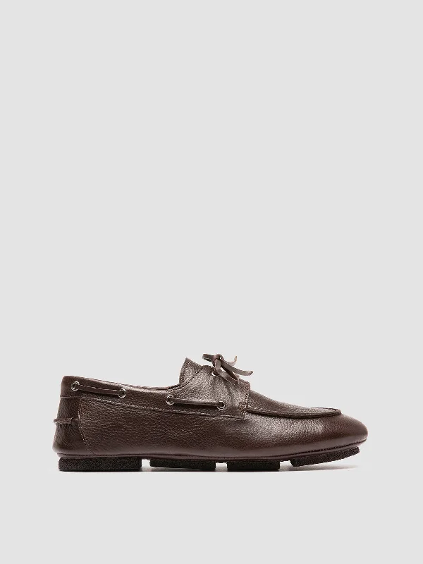 Men's loafers with a moc - toe designC-SIDE 004 - Brown Suede Boat Shoes