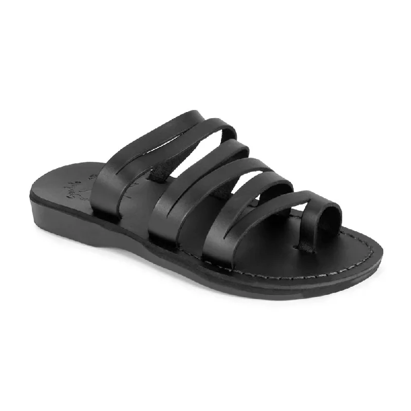 Flip - flop style men's sandals for beach wearZoey - Leather Cross Strap Sandal | Black