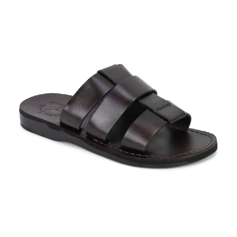 Men's sandals with a shock - absorbing insoleMicah - Leather Double Strap Sandal | Brown