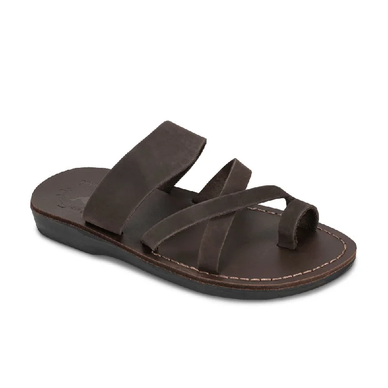 Men's sandals with a wide strap for supportThe Good Shepherd - Leather Toe Loop Sandal | Brown Nubuck