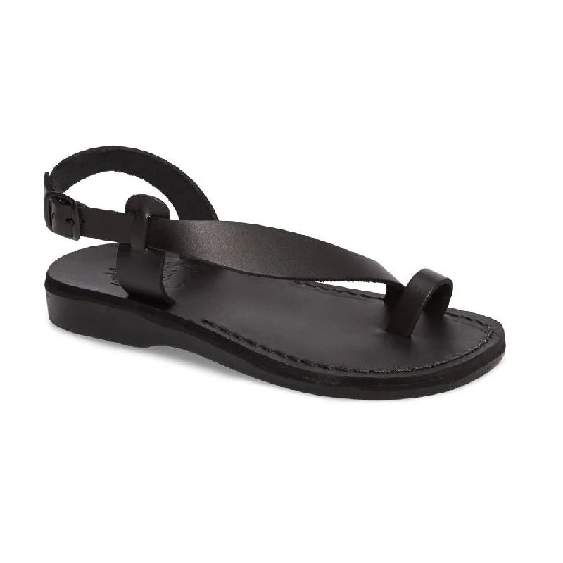 Men's sandals with a wide strap for supportMia - Leather Backstrap Sandal | Black