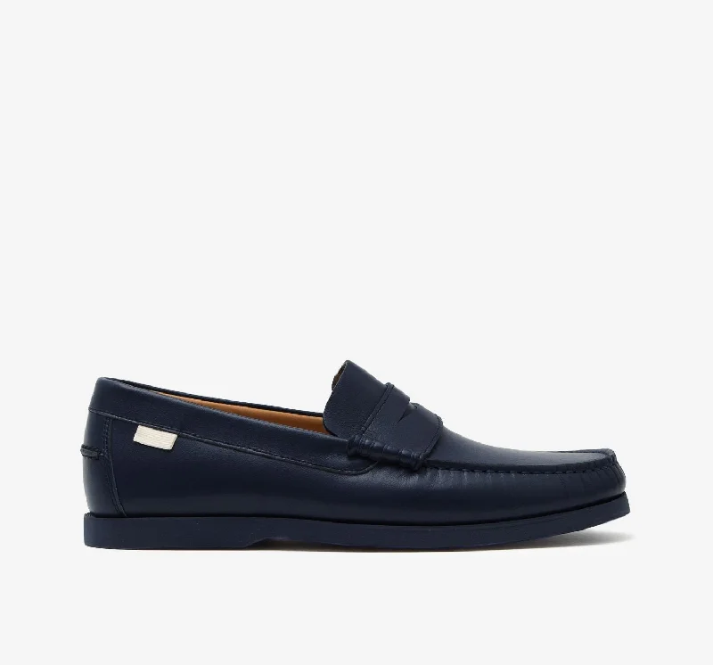 Men's loafers with a leather lacing systemPenny Loafer | Navy