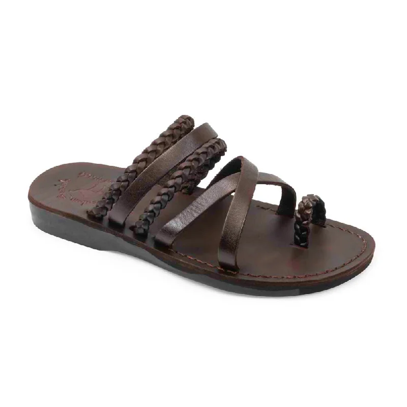 Men's sandals with a shock - absorbing insoleUri - Strappy Braided Toe Loop Sandal | Brown