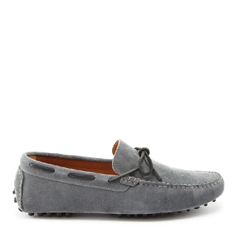 Men's loafers with a decorative buckleLaced Driving Loafers, slate grey suede