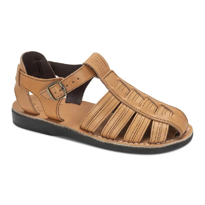 Men's sandals with a toe post designBarak - Leather Closed Toe Sandal | Tan