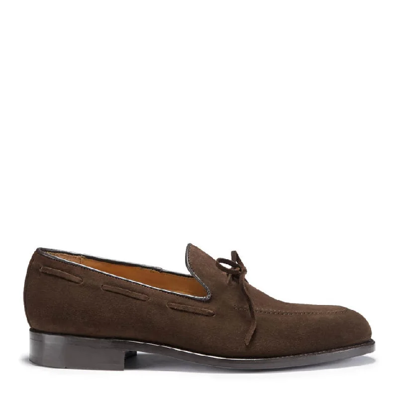 Men's loafers with a leather lining for comfortBrown Suede Goodyear Welted Laced Loafers