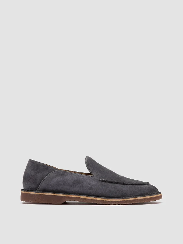 Men's leather loafers with a penny slotKENT 007 - Blue Suede Loafers