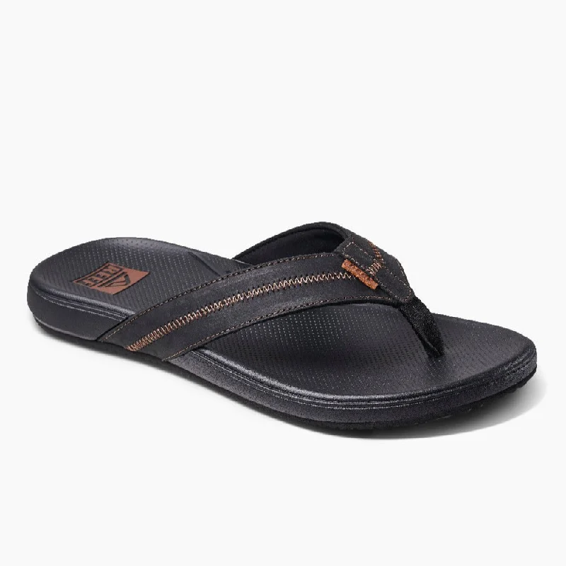 Men's sandals in a neutral color like black or brownReef Cushion Phantom 2.0 LE Mens Sandals Leather Strap - Black