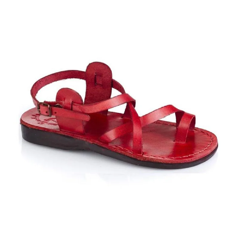 Men's sandals with a stretchy strap for a better fitThe Good Shepherd Buckle - Leather Toe Loop Sandal | Red