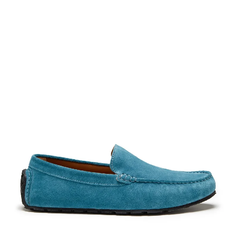 Men's loafers with a decorative buckleTyre Sole Driving Loafers, petrol blue suede