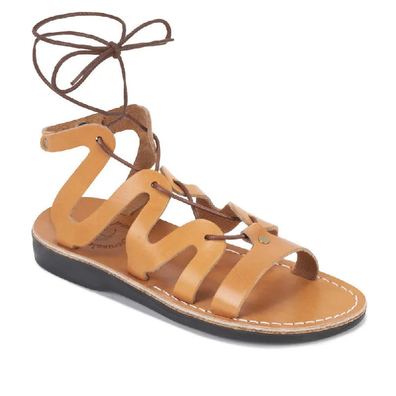 Men's sandals with a buckle closureEmma - Leather Lace Up Sandal | Tan