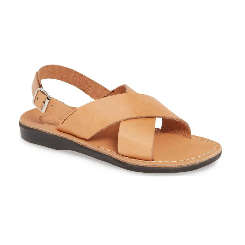 Men's sandals with a toe post designElan Buckle - Leather Thick Strap Sandal | Tan