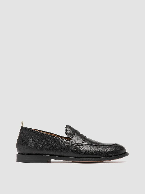 Men's loafers with a contrast stitching detailOPERA 001 - Black Leather Penny Loafers