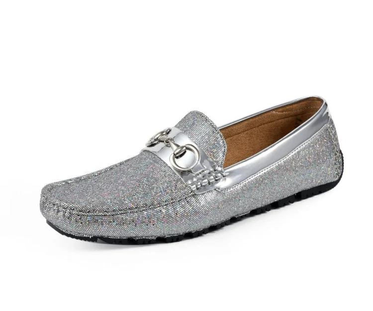 Men's loafers with a leather lacing systemSamson Silver