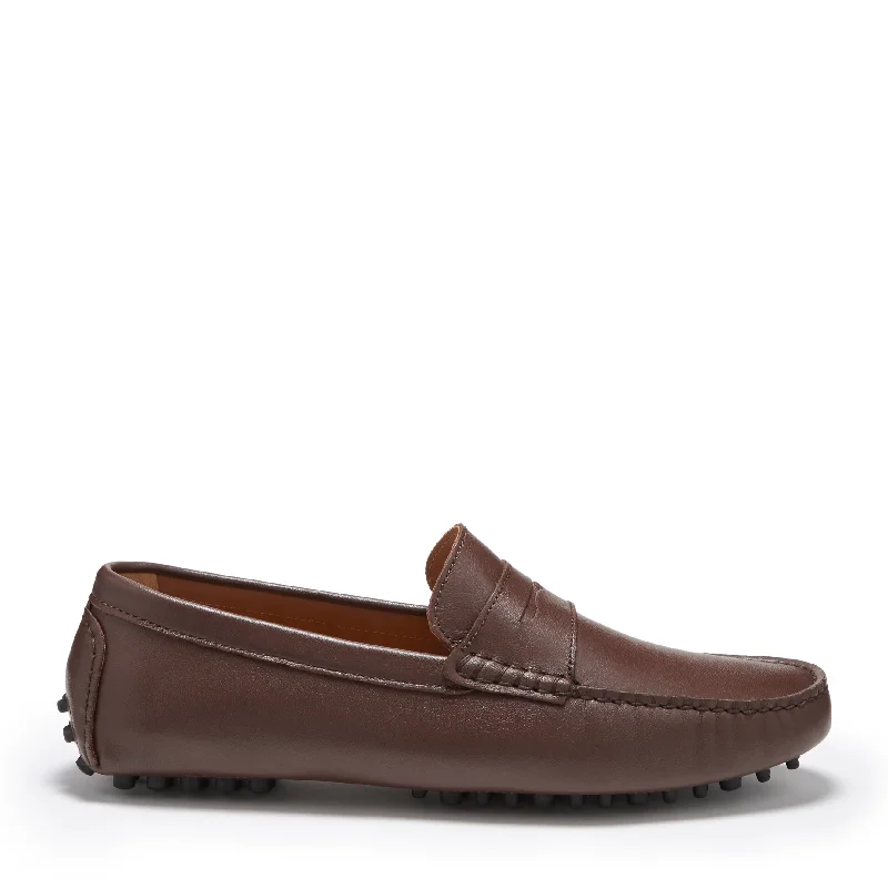 Men's loafers with a rubber sole for durabilityPenny Driving Loafers, brown leather