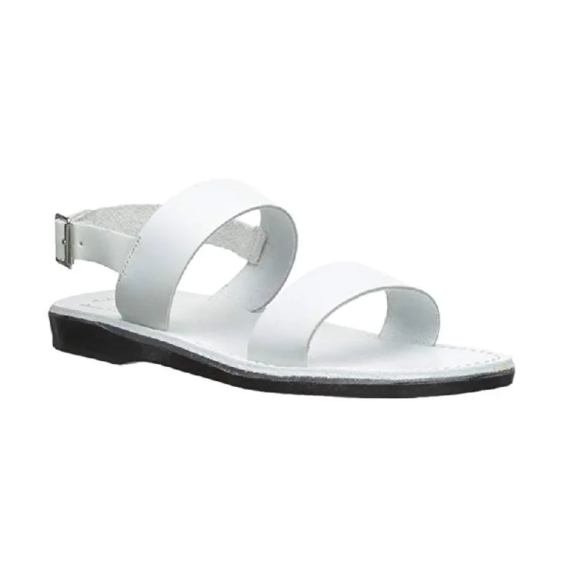 Men's sandals with a durable outer soleGolan - Leather Slingback Flat Sandal | White