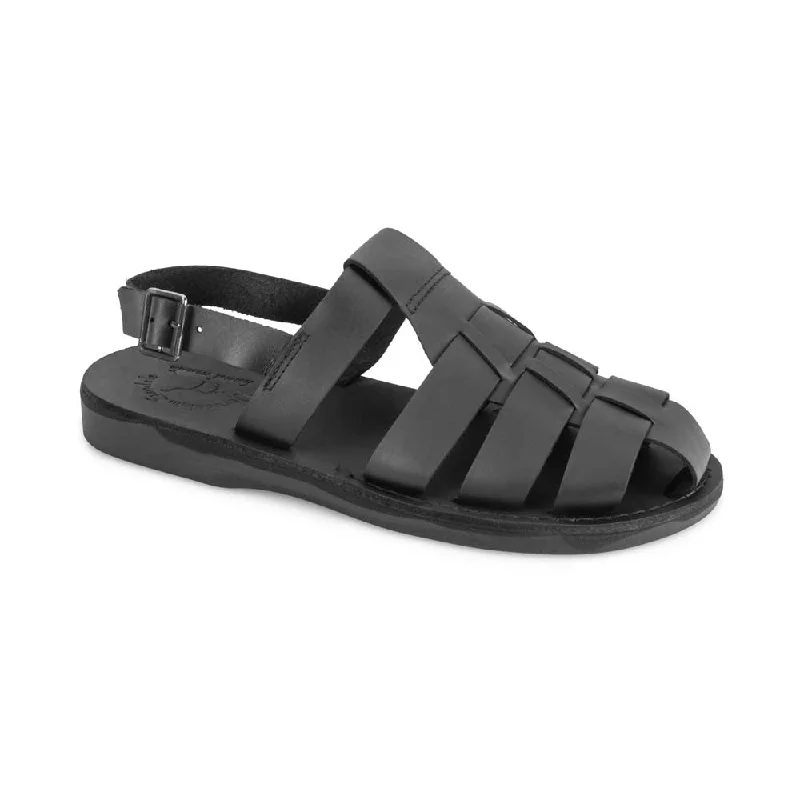 Men's sandals with a buckle closureMichael - Closed Toe Leather Fisherman Sandal | Black