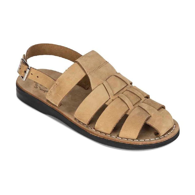 Men's sandals with a rubber sole for tractionMichael - Closed Toe Leather Fisherman Sandal | Yellow Nubuck