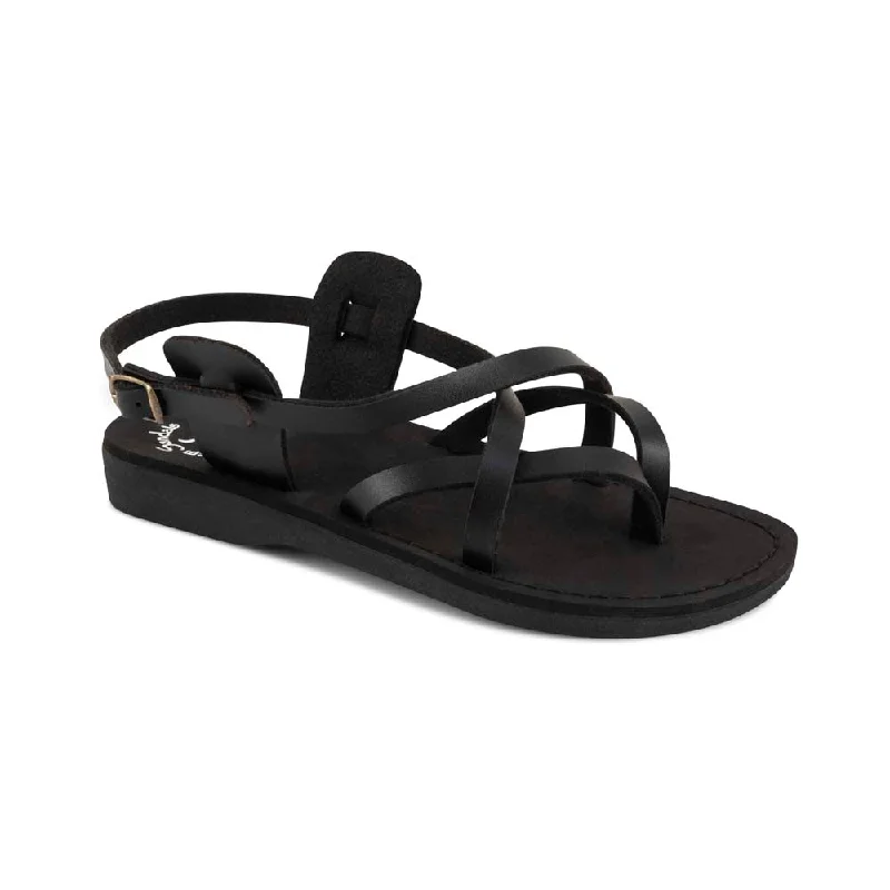 Men's leather sandals with an adjustable strapTamar Buckle Vegan - Leather Alternative Sandal | Black