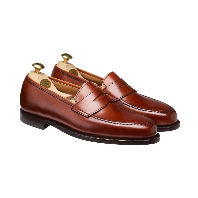 Men's loafers with a leather lacing systemBoston Chestnut Burnished Calf