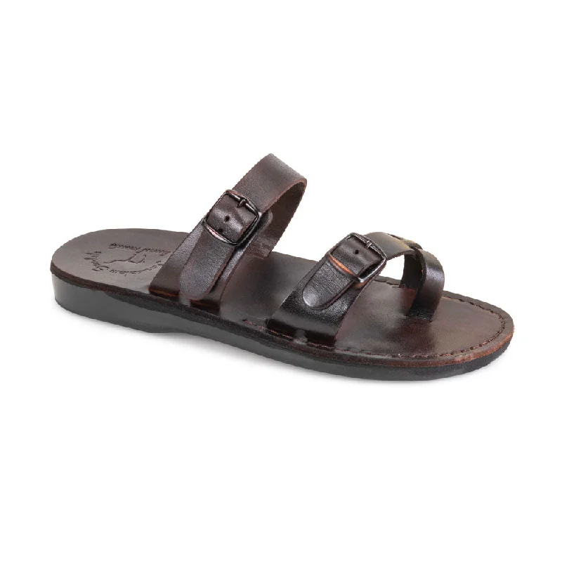 Men's sandals with a rubber sole for tractionEran - Adjustable Strap Flat Sandals | Brown