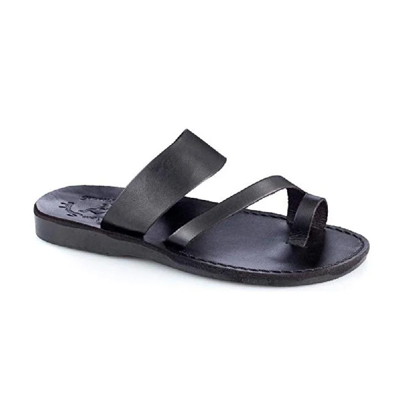 Men's sandals with a toe post designZohar - Leather Toe Ring Sandal | Black