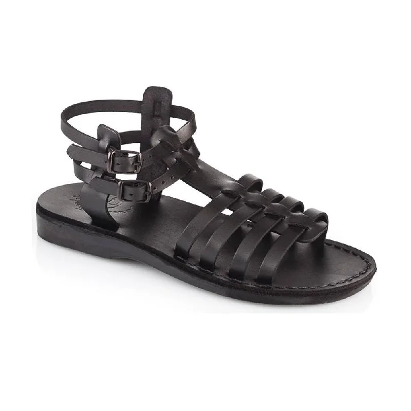 Men's sandals with a rubber sole for tractionLeah - Leather Gladiator Sandal | Black